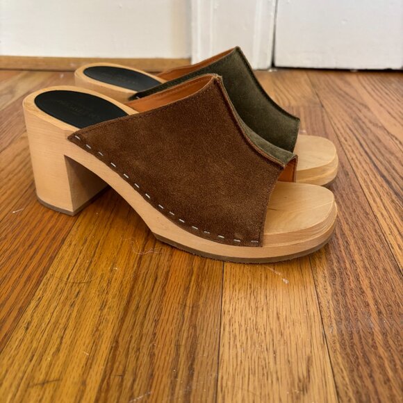 Swedish Hasbeen Open Toe Clog with Wooden Heel - Picture 2 of 4